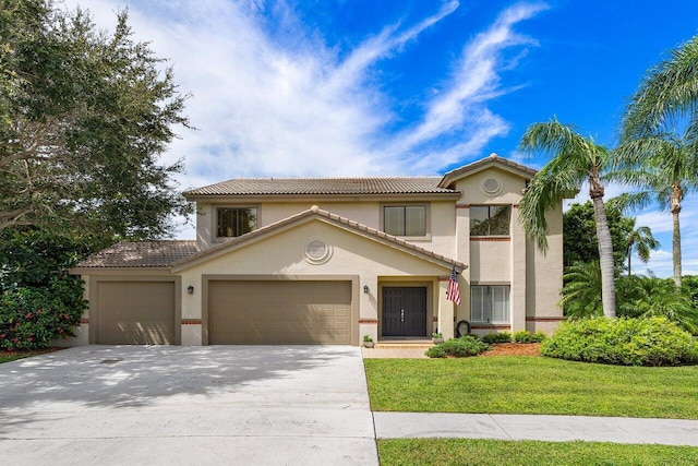 mediterranean / spanish-style house featuring a front lawn