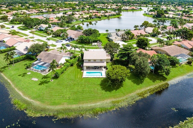 bird's eye view featuring a water view