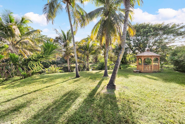 view of yard with a gazebo