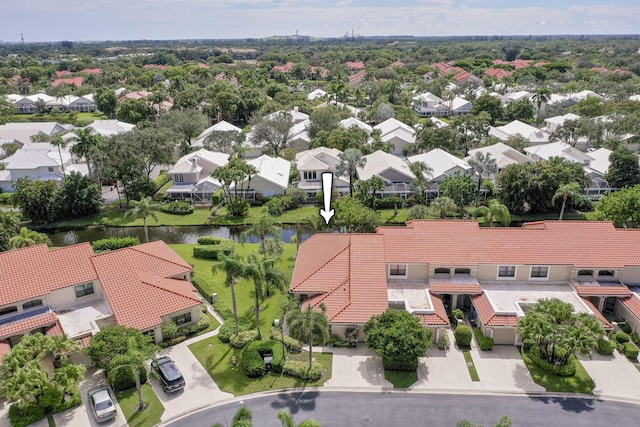 bird's eye view featuring a water view