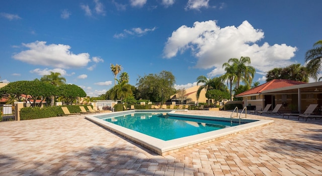 view of pool featuring a patio area