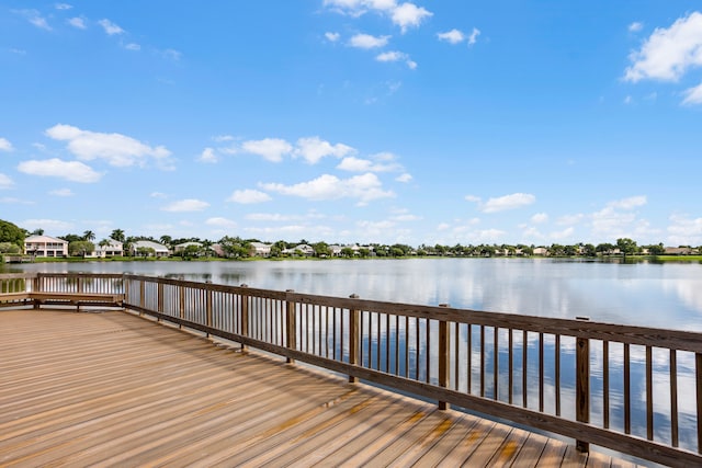 view of dock featuring a deck with water view