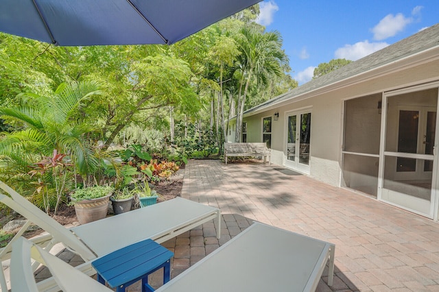 view of patio featuring french doors