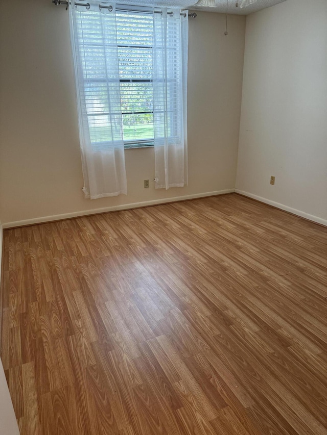 unfurnished room with light wood-type flooring