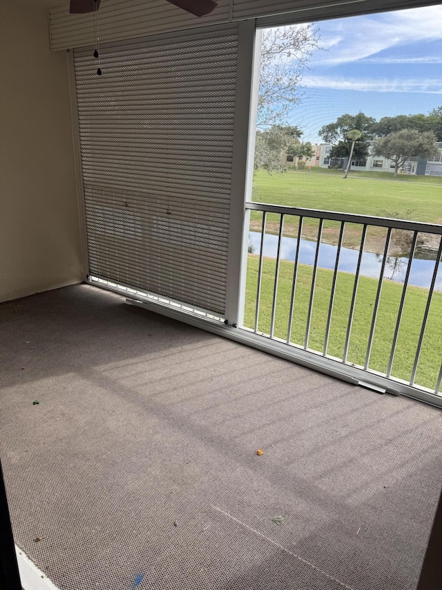 balcony with ceiling fan