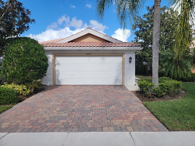 exterior space with a garage