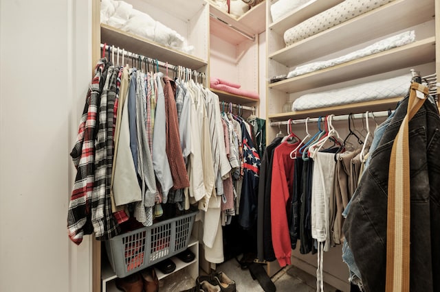 spacious closet with carpet