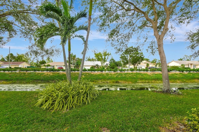 view of yard featuring a water view