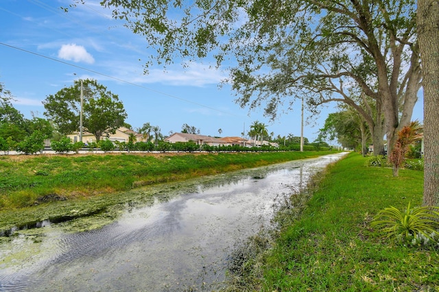 view of road with a water view