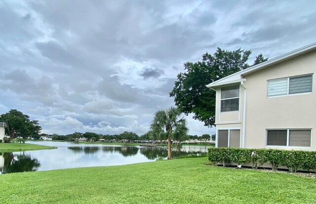 view of yard with a water view