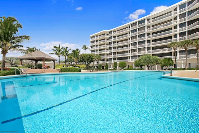 view of pool with a gazebo