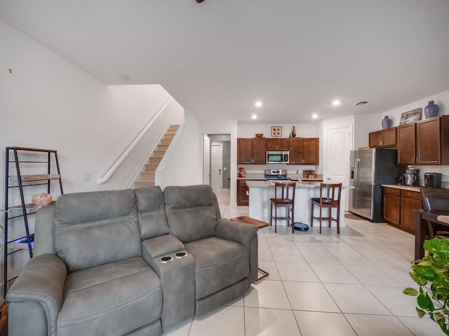 view of tiled living room