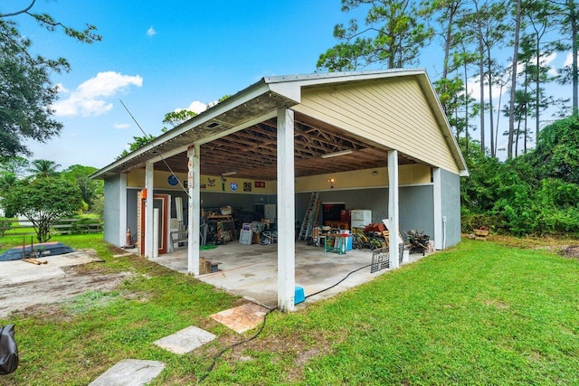 view of patio / terrace with a garage