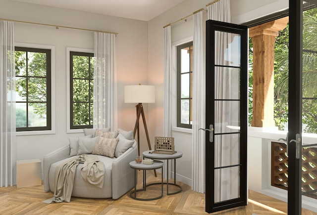 living area featuring french doors