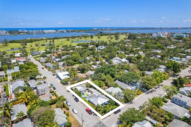 430 N Ocean Breeze, Lake Worth Beach, FL 33460 - aerial perspective of suburban area with a nearby body of water and property parcel outlined