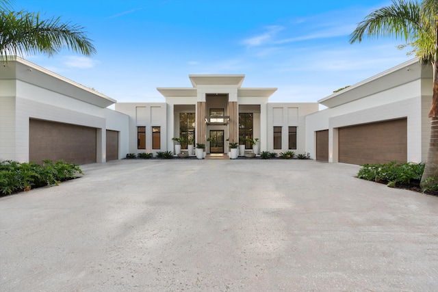 modern home featuring a garage