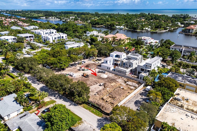 bird's eye view featuring a water view