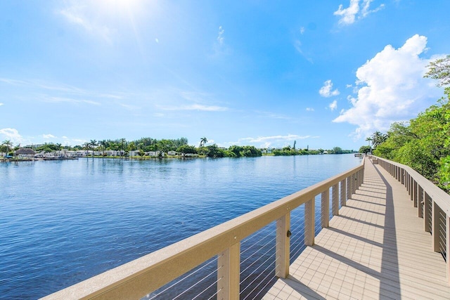 dock area featuring a water view