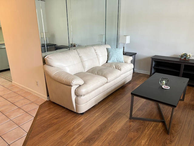 living room with hardwood / wood-style floors