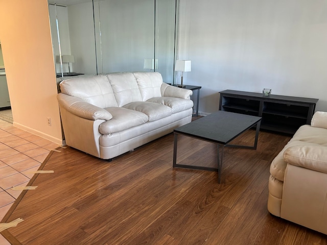 living room with hardwood / wood-style floors