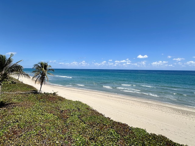 property view of water featuring a view of the beach