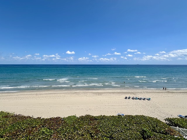 view of water feature with a view of the beach