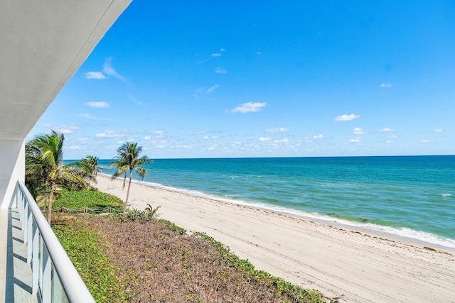 property view of water with a beach view