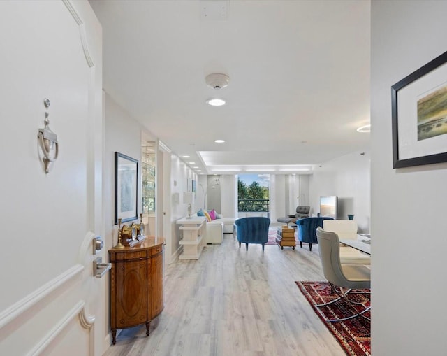 corridor featuring light hardwood / wood-style flooring