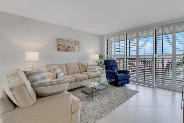 view of tiled living room