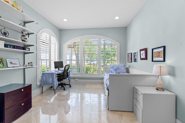 bedroom with a textured ceiling