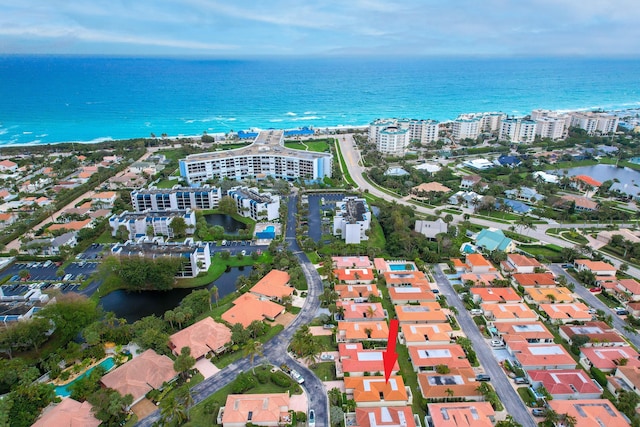 bird's eye view featuring a water view