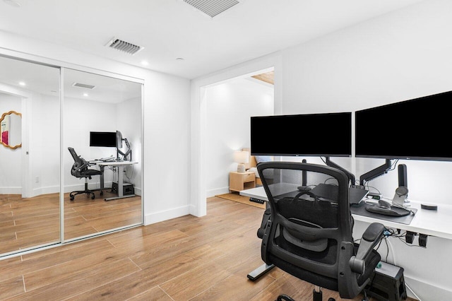 office area featuring hardwood / wood-style flooring