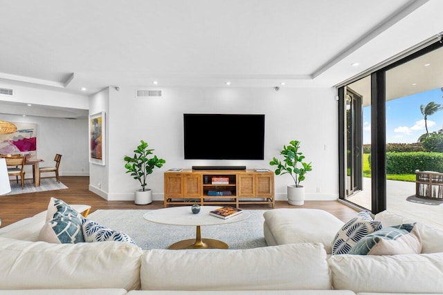 living room featuring wood-type flooring