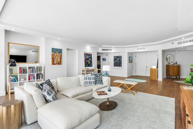 living room featuring hardwood / wood-style floors