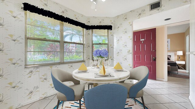 dining room with light tile patterned floors