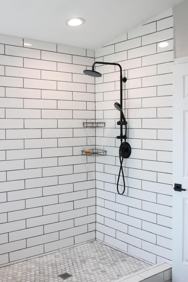 bathroom featuring vanity, independent shower and bath, and hardwood / wood-style flooring