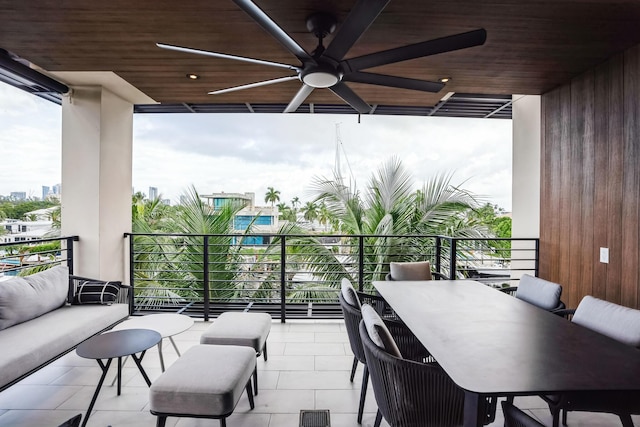 balcony with ceiling fan