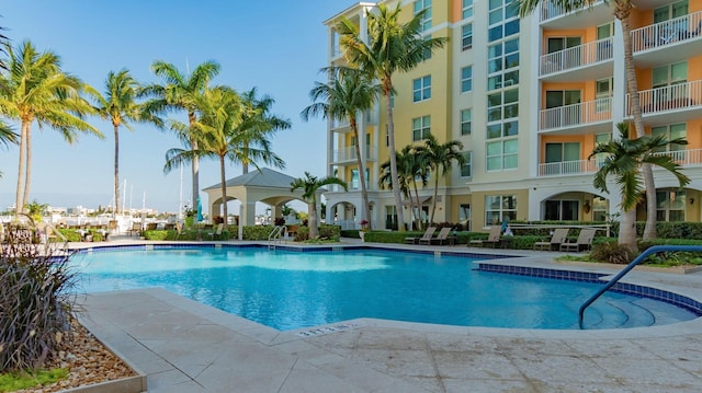 view of pool featuring a patio