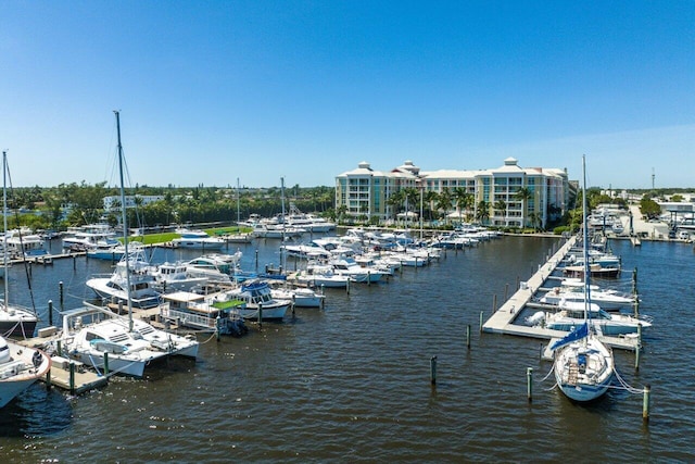 property view of water featuring a dock