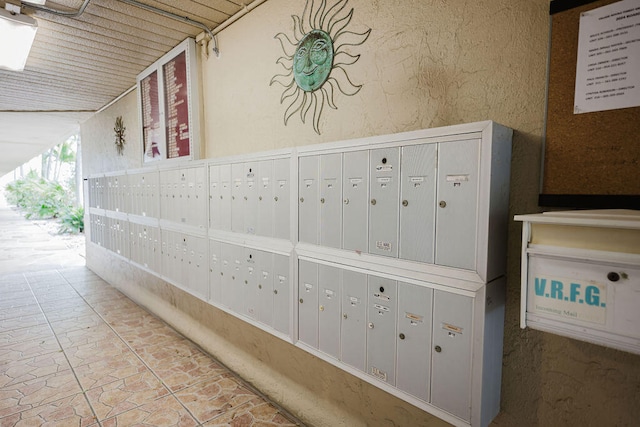 hall with mail boxes