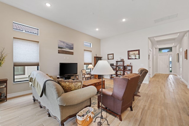 living room featuring light hardwood / wood-style flooring