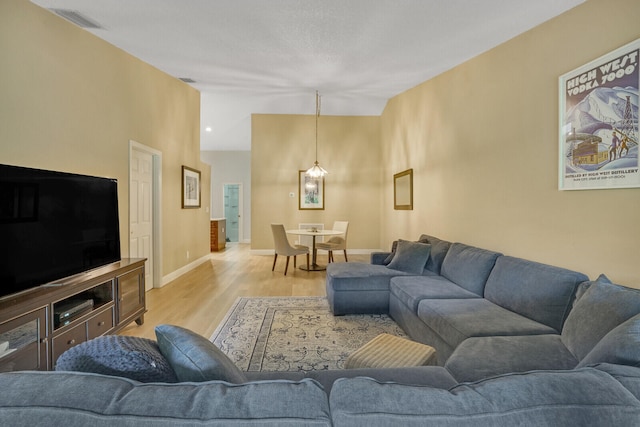 living room featuring light wood-type flooring