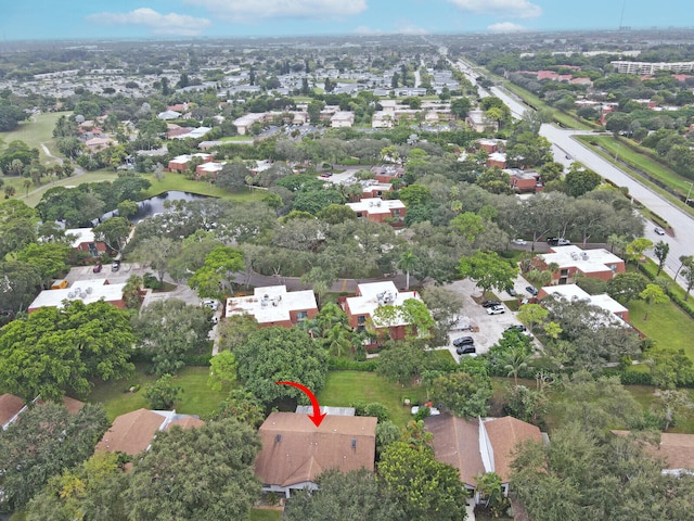 bird's eye view featuring a water view