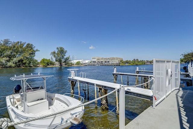 dock area featuring a water view