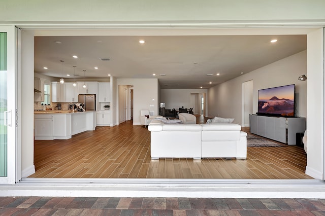 living room featuring light hardwood / wood-style floors