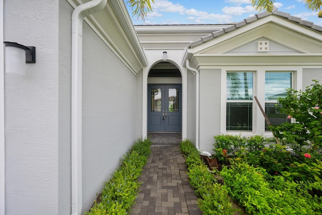 doorway to property featuring french doors