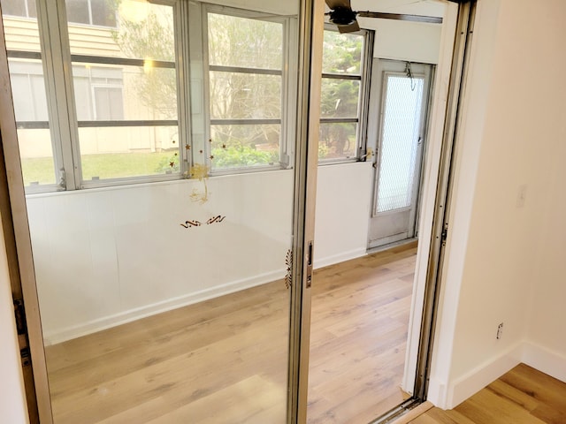 doorway featuring light hardwood / wood-style floors