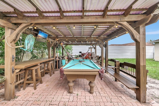 view of patio / terrace featuring an outdoor bar