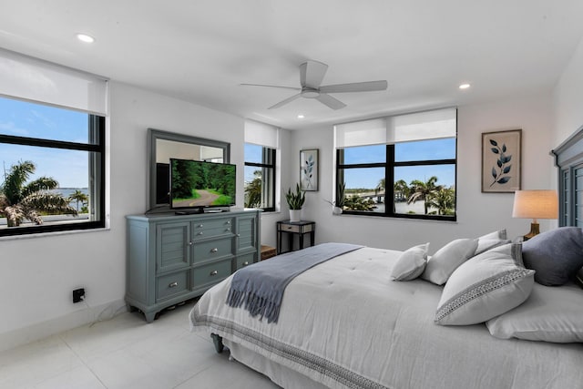 bedroom featuring ceiling fan