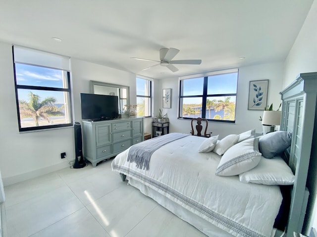 bedroom featuring ceiling fan